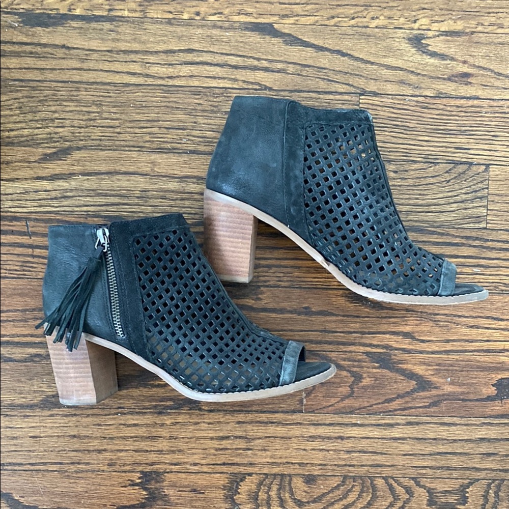 Women's Black Peep-Toe Ankle Boots